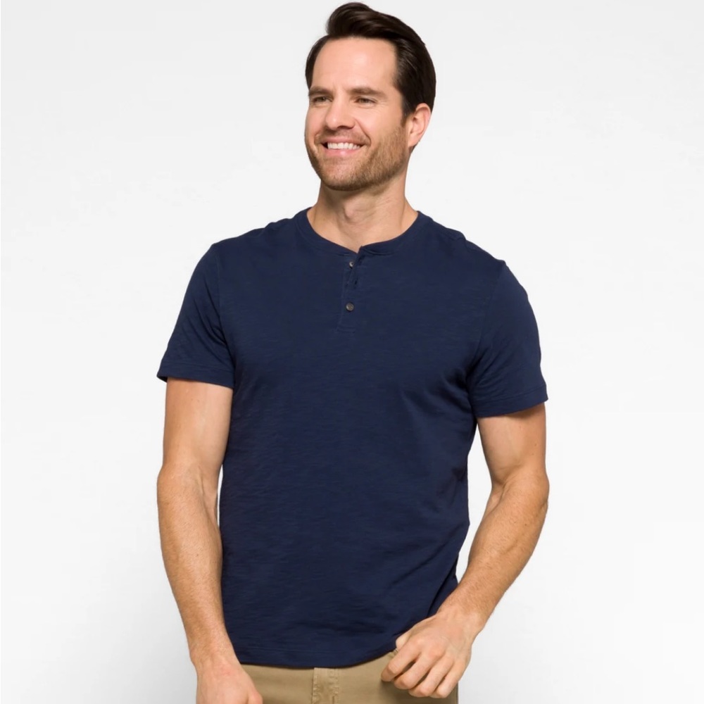 EVEN TIDE | MARCO VINTAGE WASH HENLEY (M) NAVY